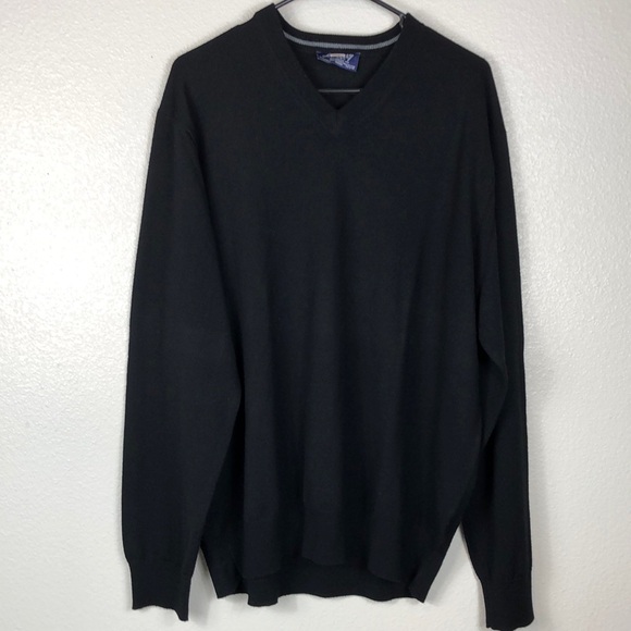 Jeremy Argyle NYC Merino Wool Sweater Black V-Neck Long Sleeve Men’s Size XXL - Picture 1 of 11